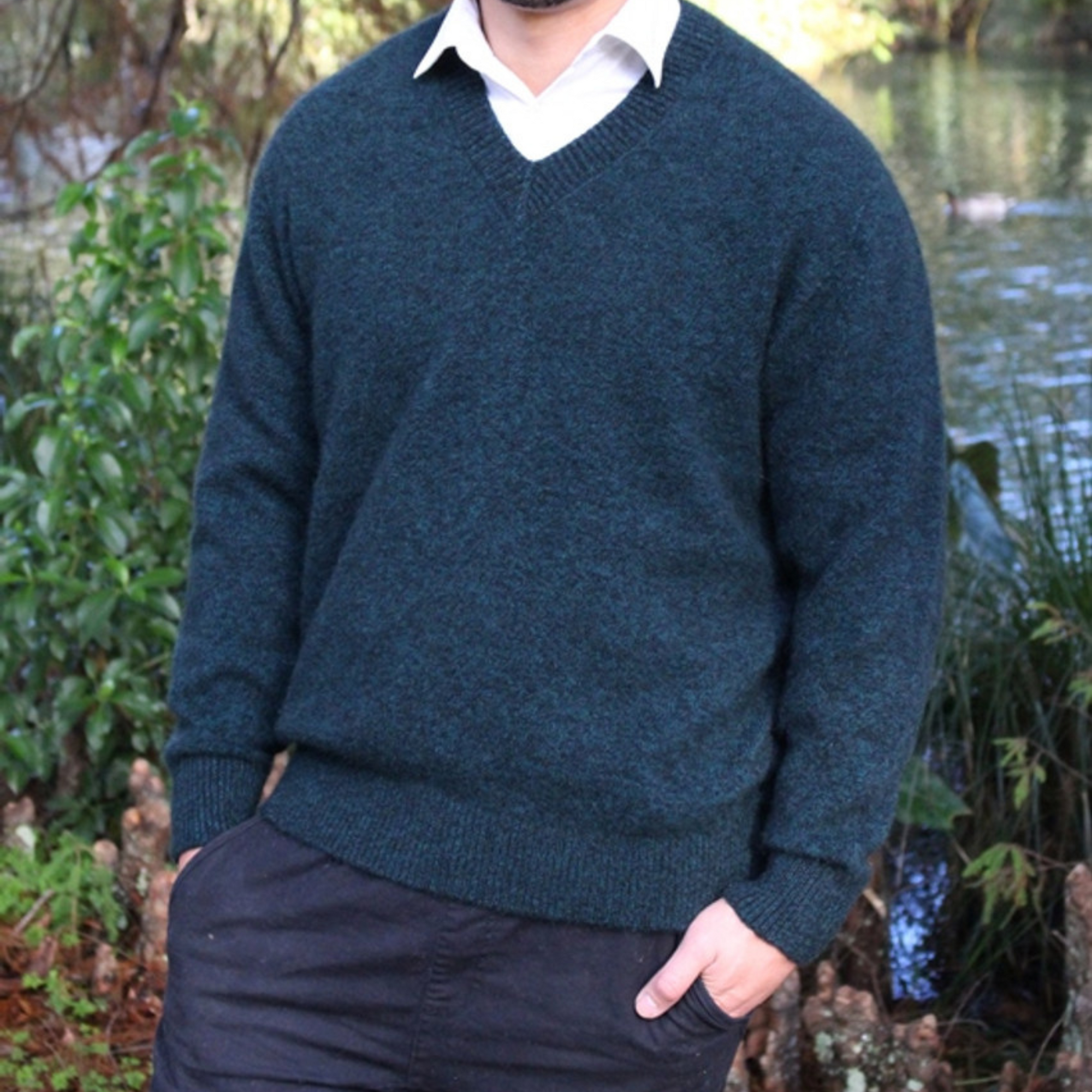 Lothlorian Possum Merino Men's Plain V Neck Jumper