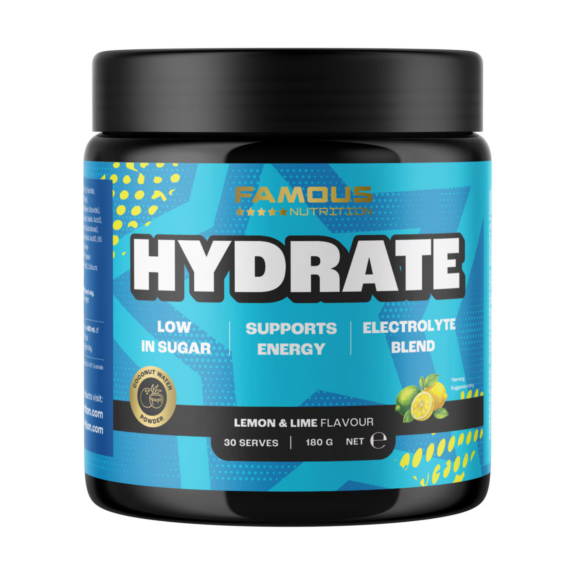 Famous Nutrition Hydrate Electrolyte Blend Lemon & Lime 180g