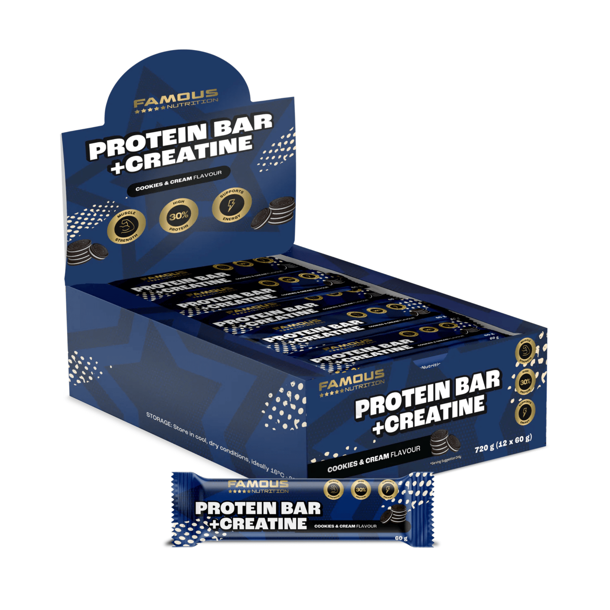 Famous Nutrition Protein Bar + Creatine