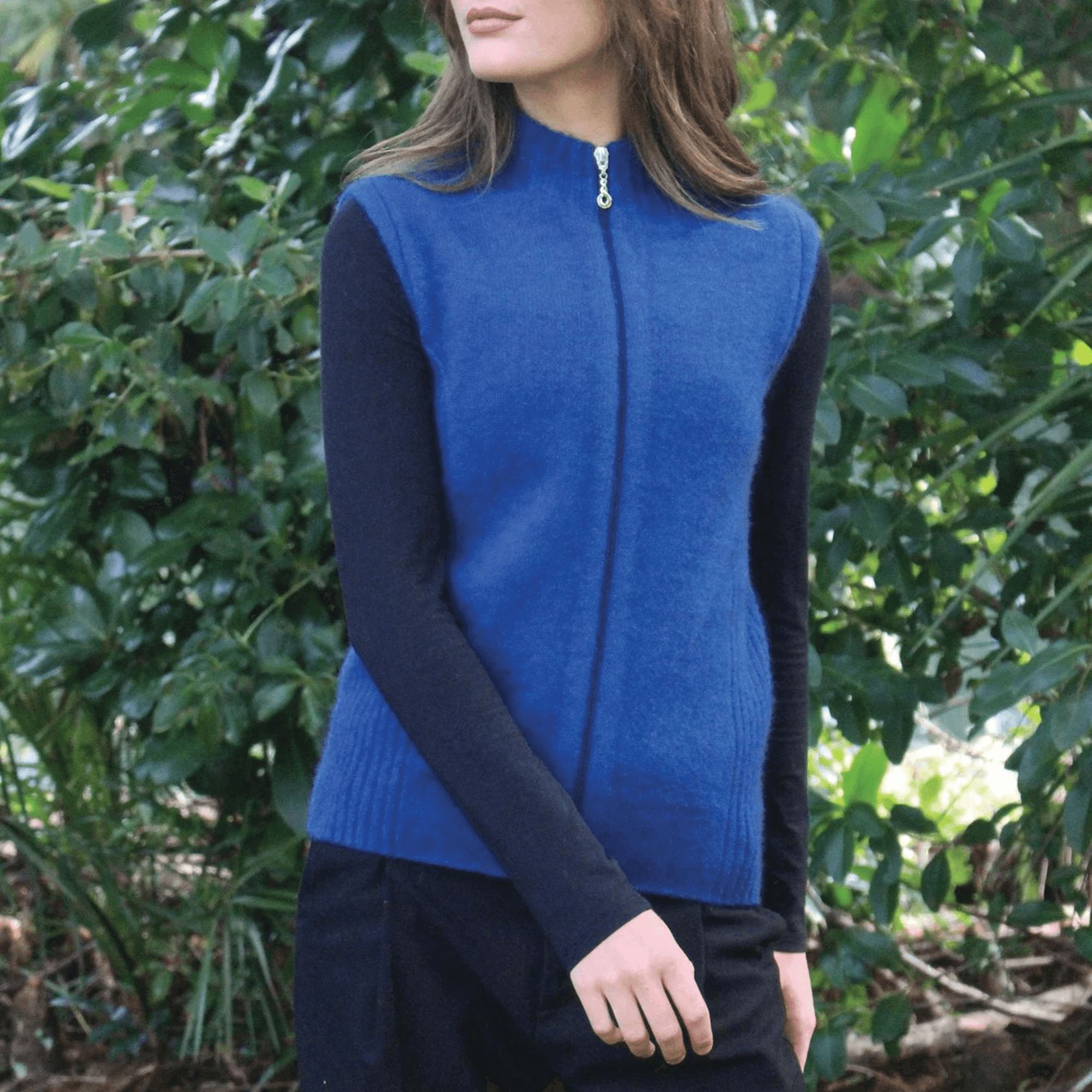 Lothlorian Possum Merino Zip Vest with Rib Detail