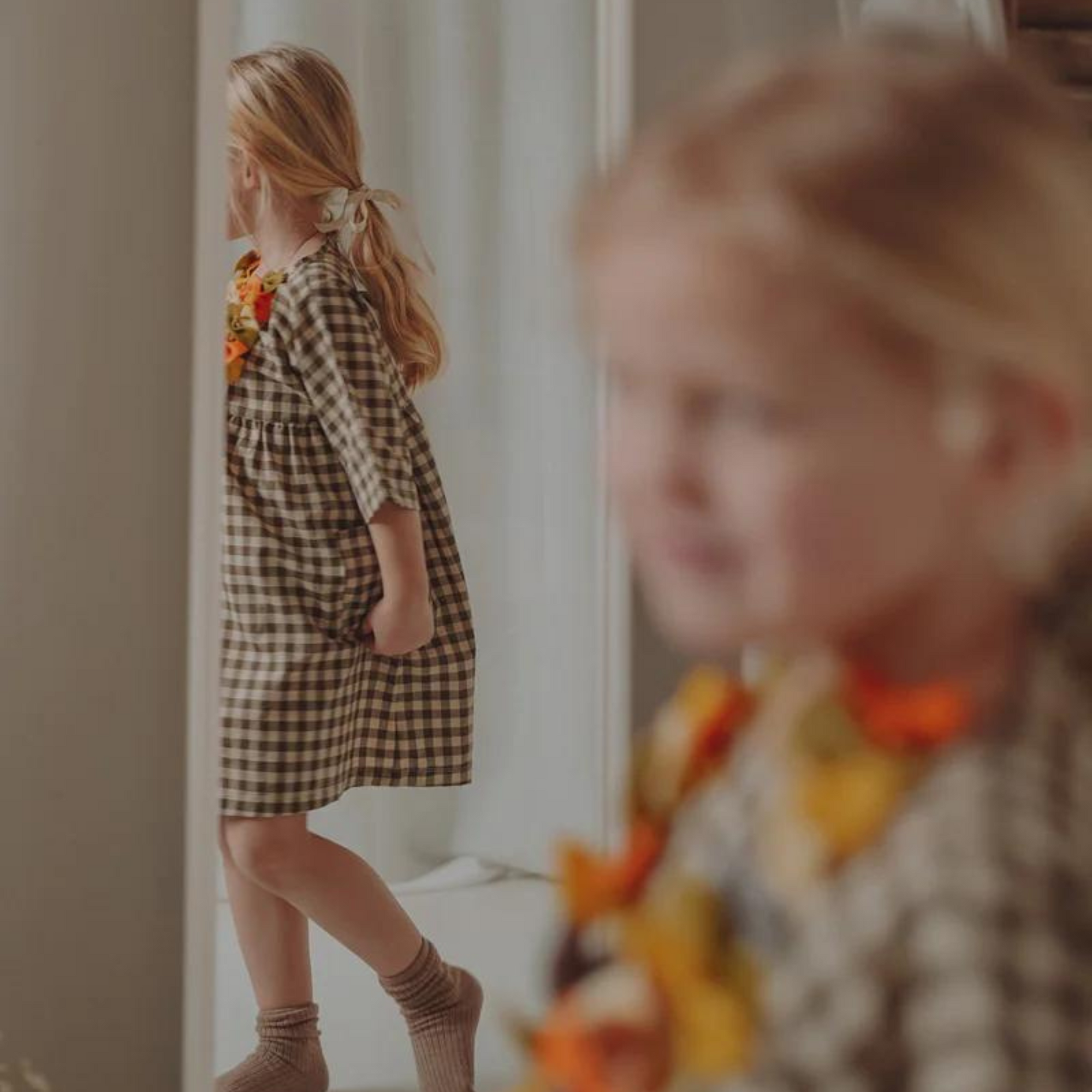 Organic Zoo Olive Gingham Dress