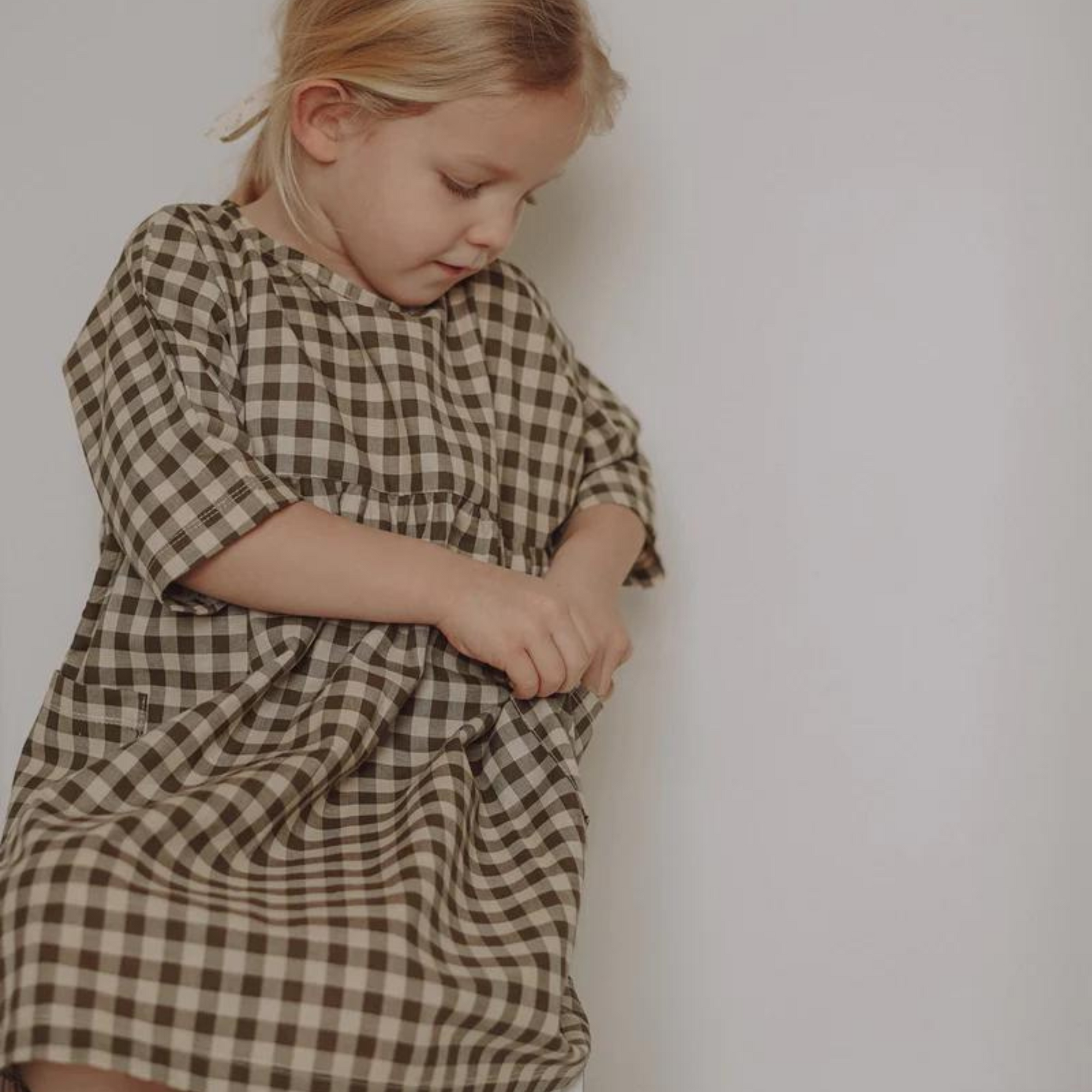 Organic Zoo Olive Gingham Dress