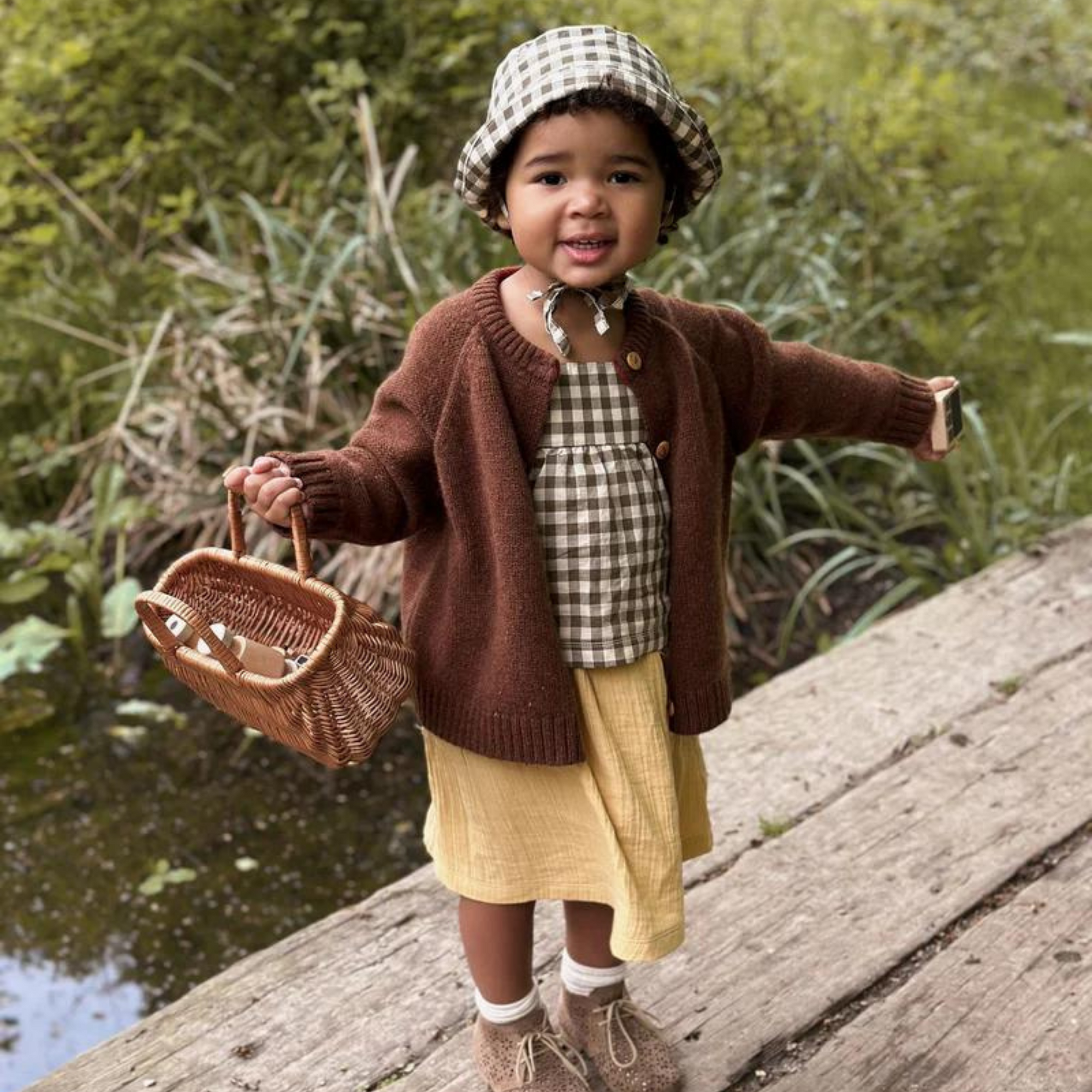 Organic Zoo Olive Gingham Dolce Top