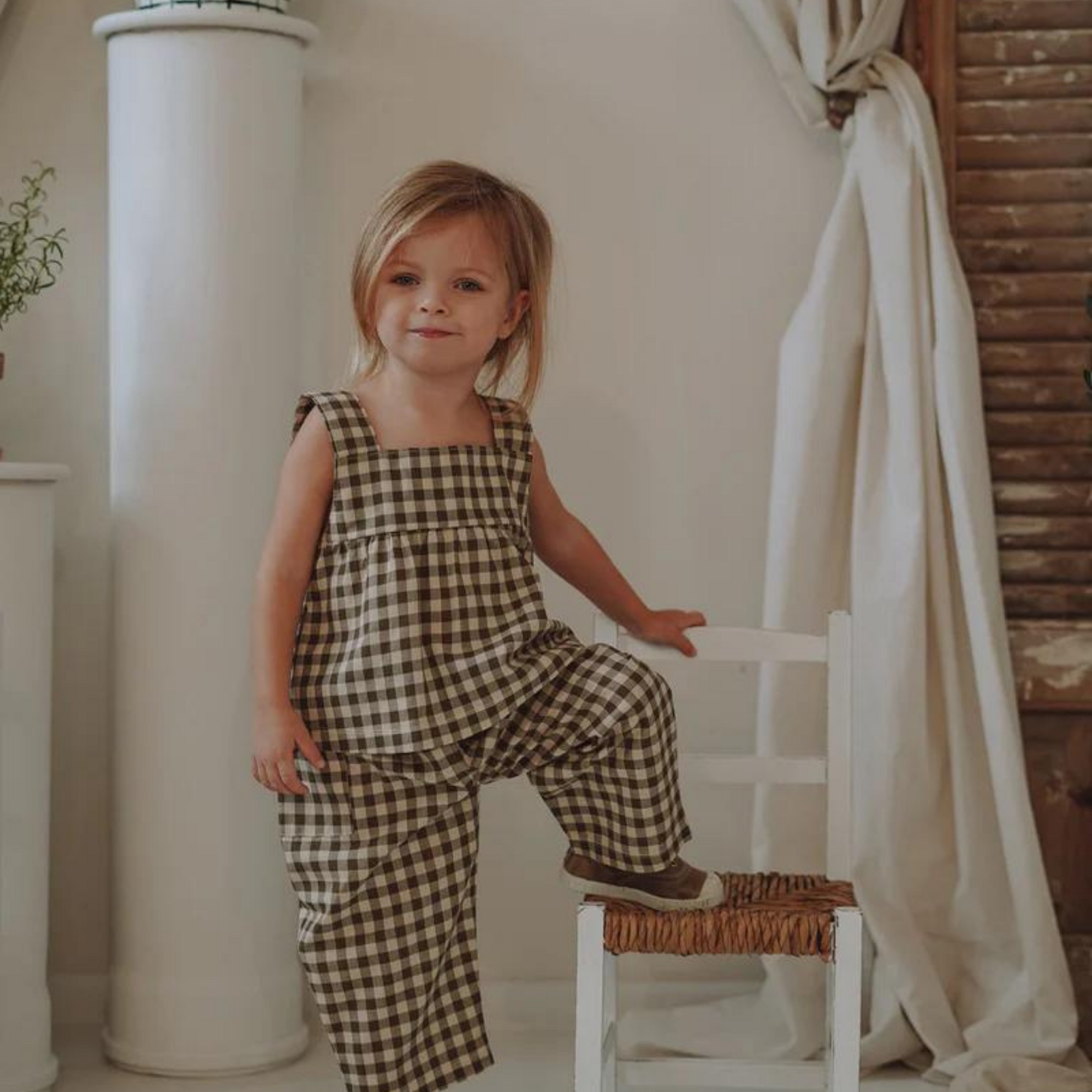 Organic Zoo Olive Gingham Dolce Top