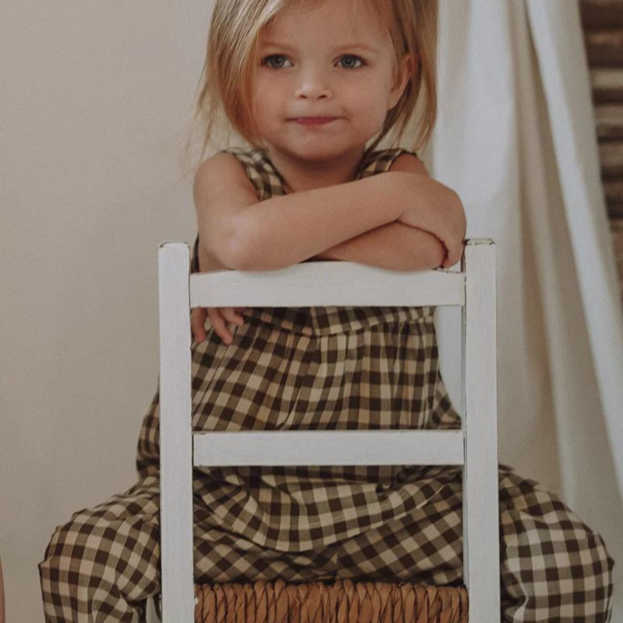 Organic Zoo Olive Gingham Dolce Top