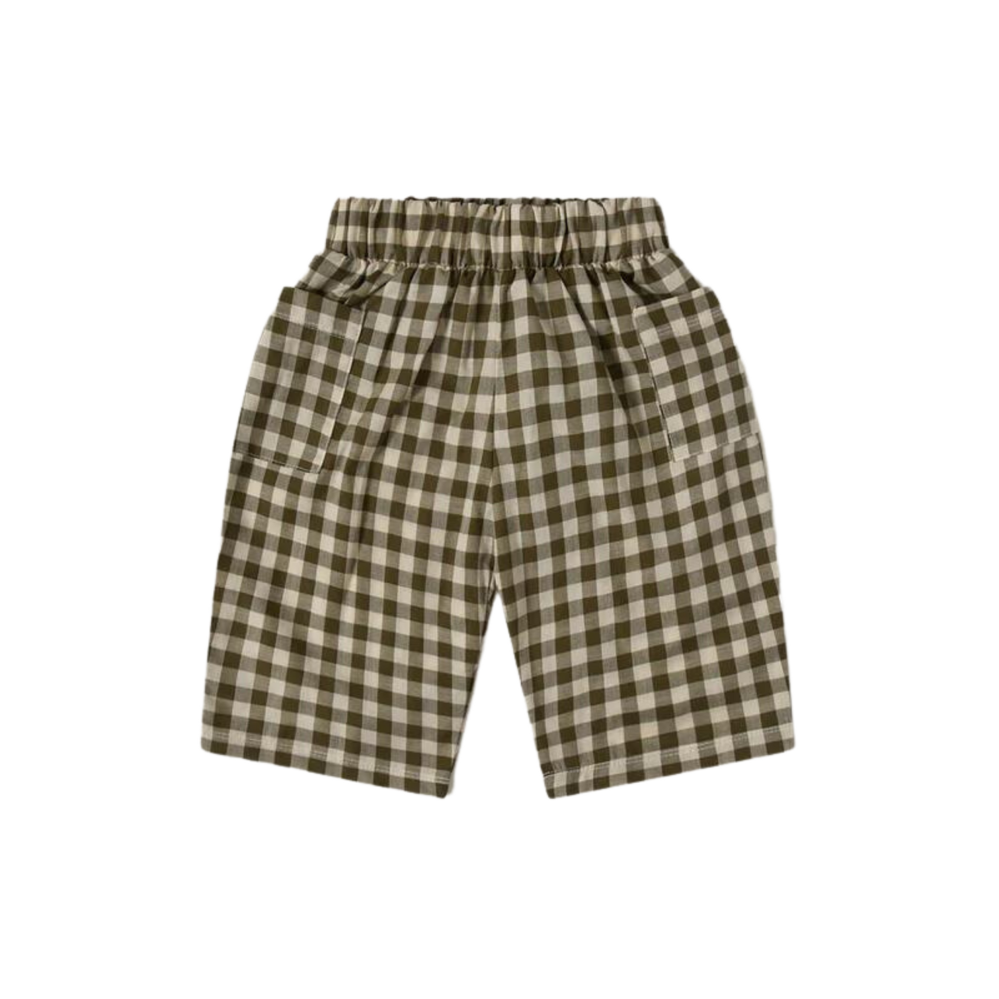 Organic Zoo Olive Gingham Fishman Pants with Pockets