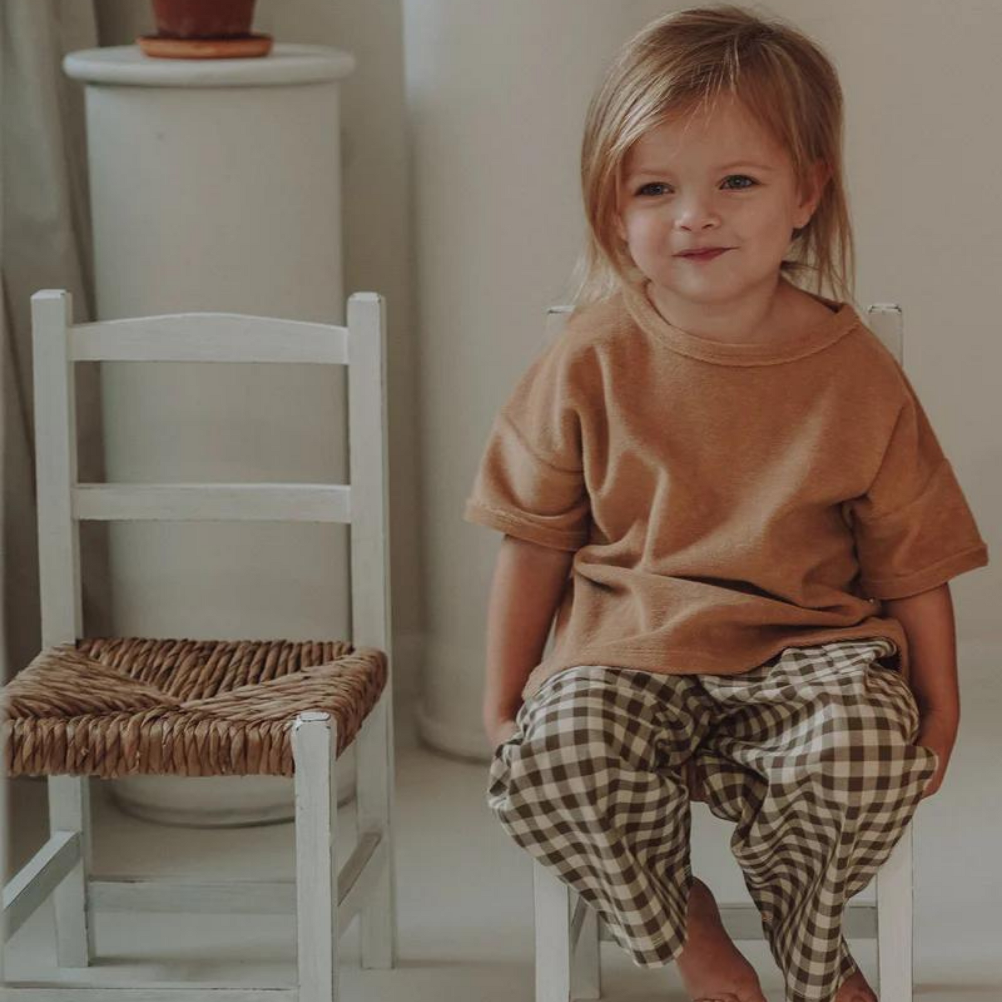 Organic Zoo Olive Gingham Fishman Pants with Pockets
