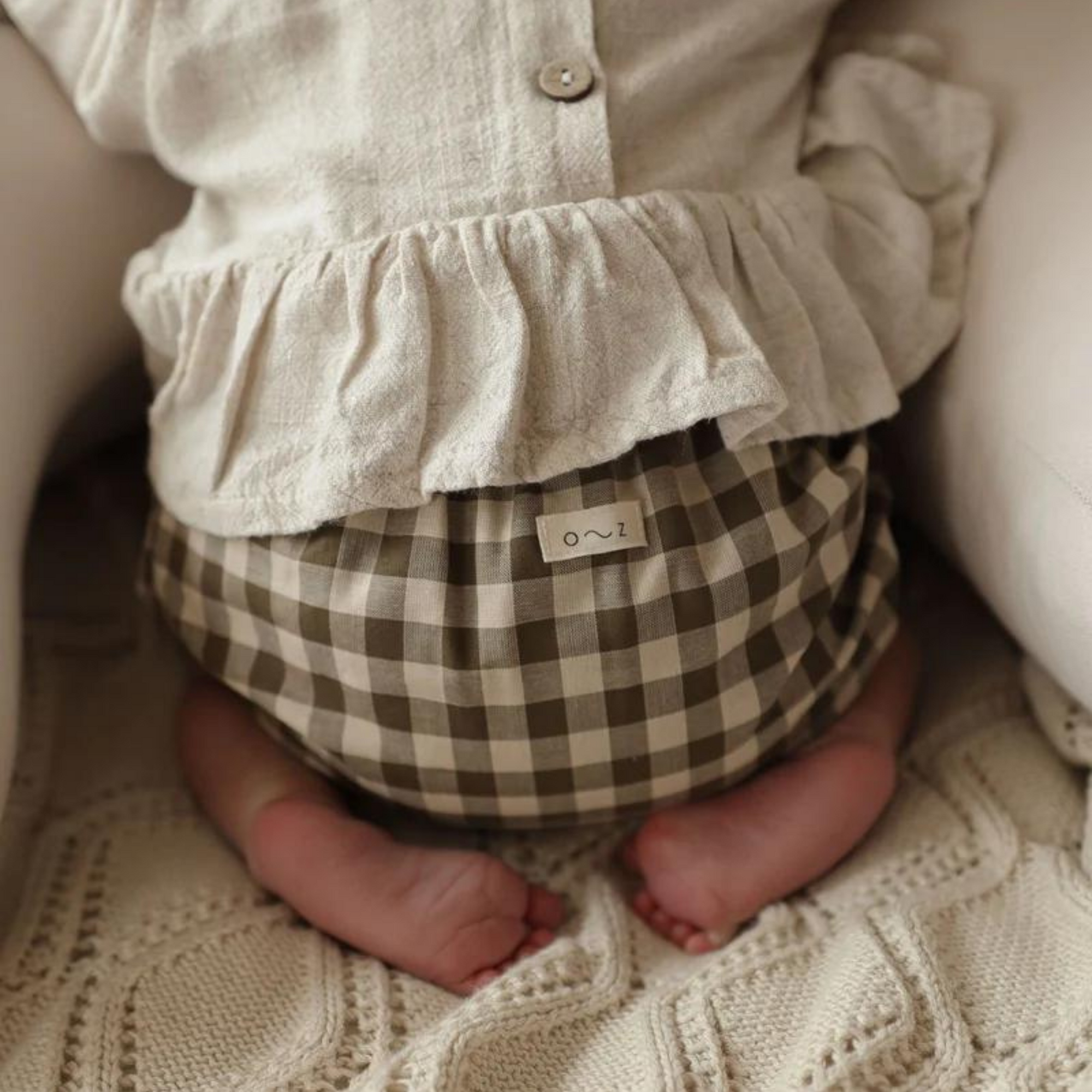 Organic Zoo Olive Gingham Shortie