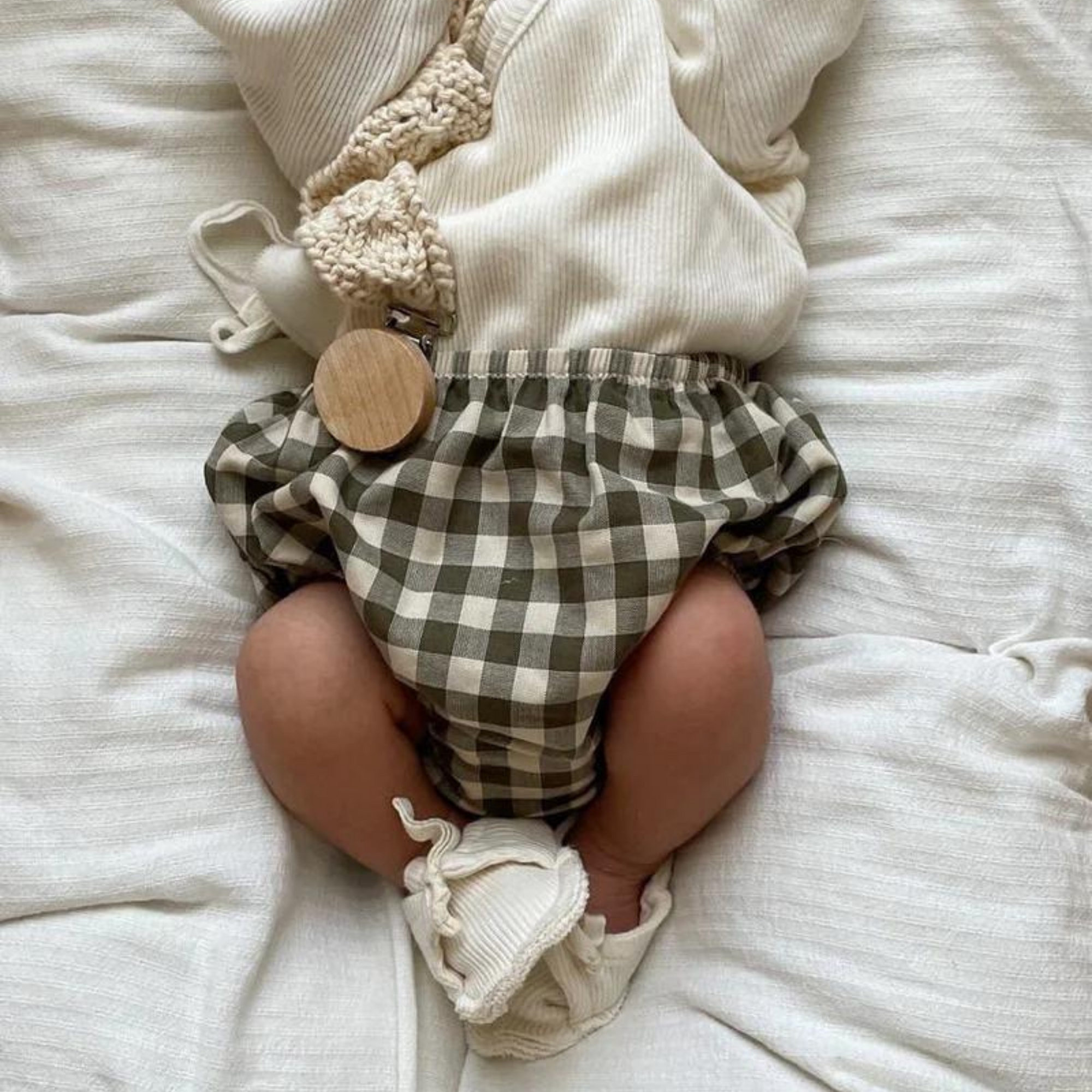 Organic Zoo Olive Gingham Shortie
