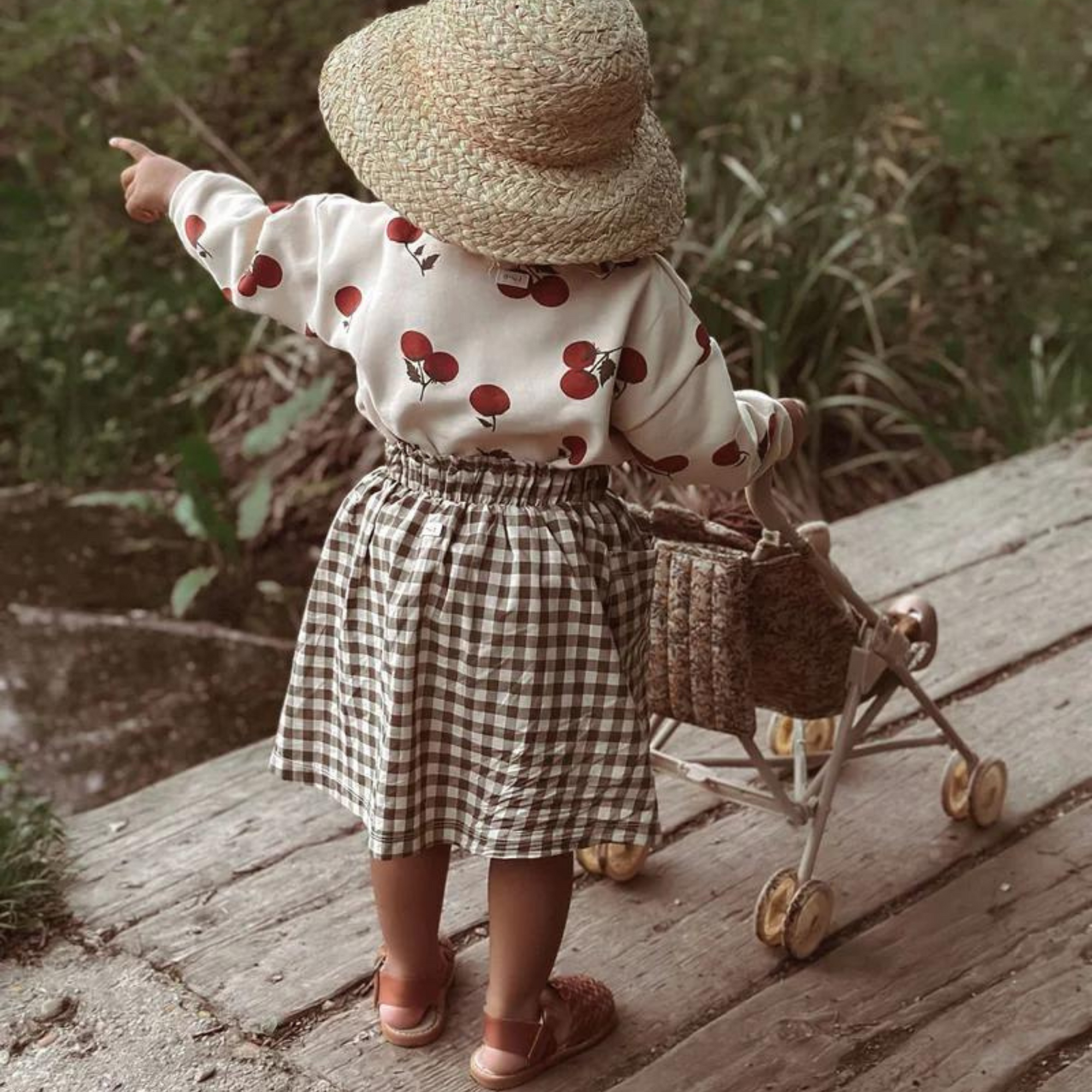 Organic Zoo Olive Gingham Tutti Skirt