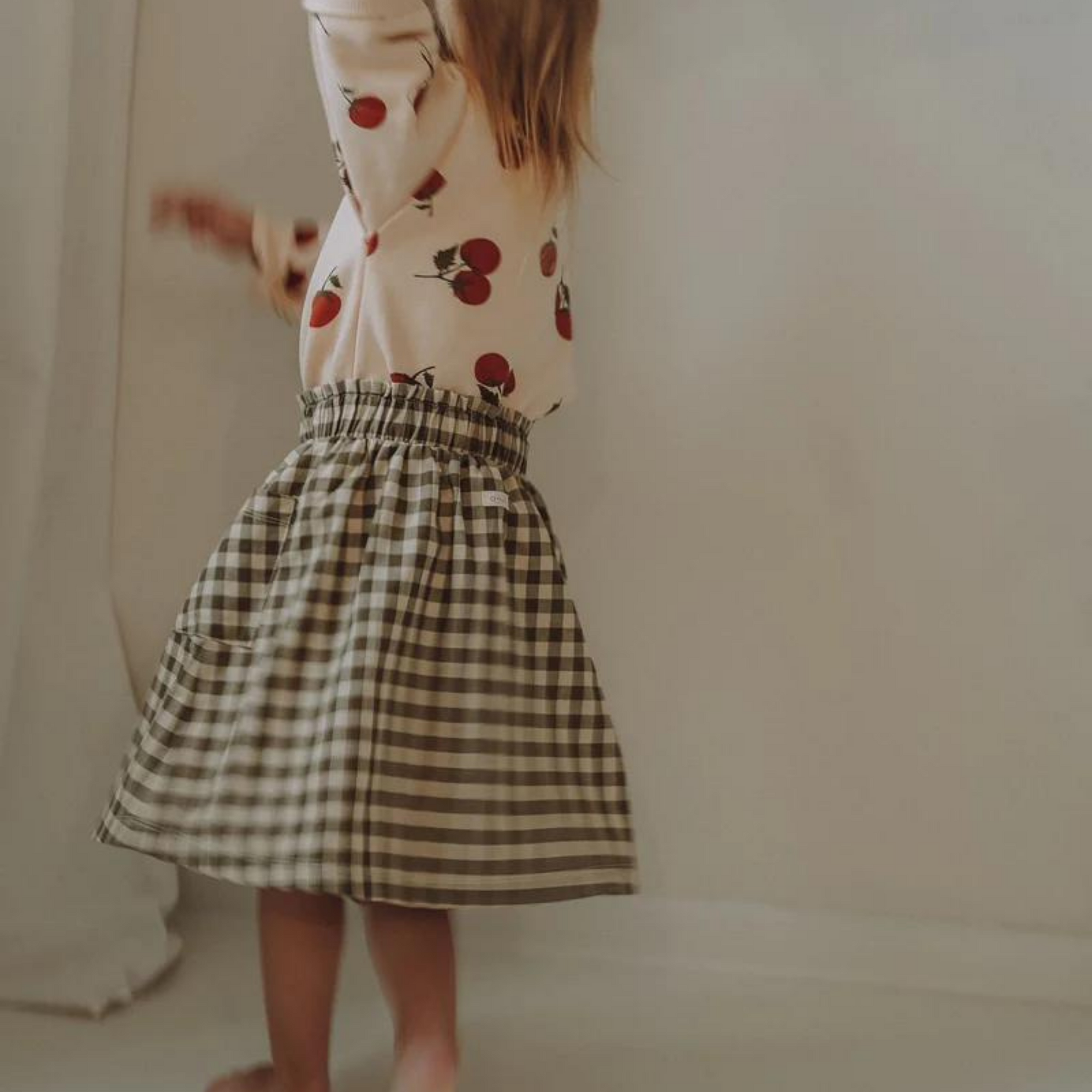 Organic Zoo Olive Gingham Tutti Skirt