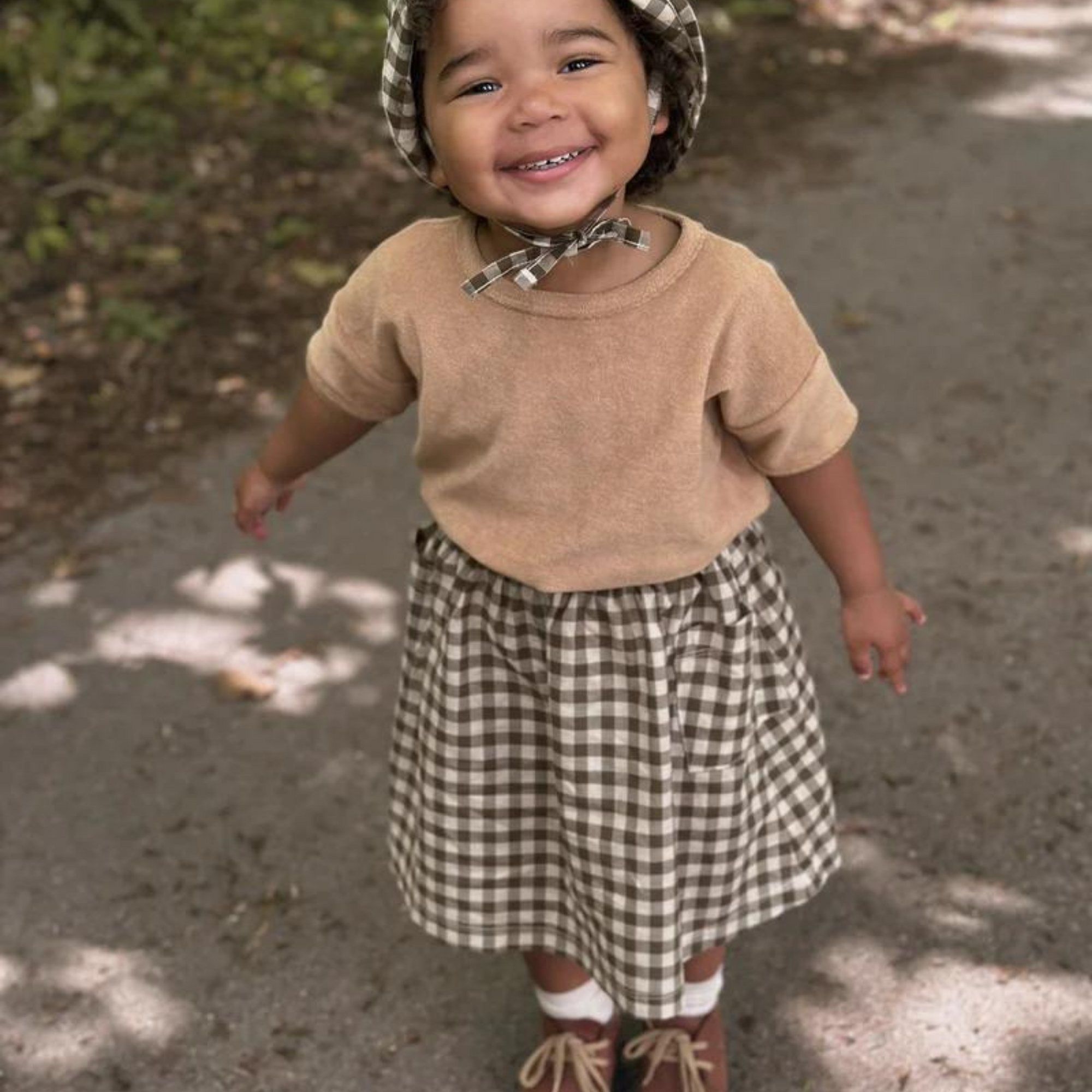 Organic Zoo Olive Gingham Tutti Skirt