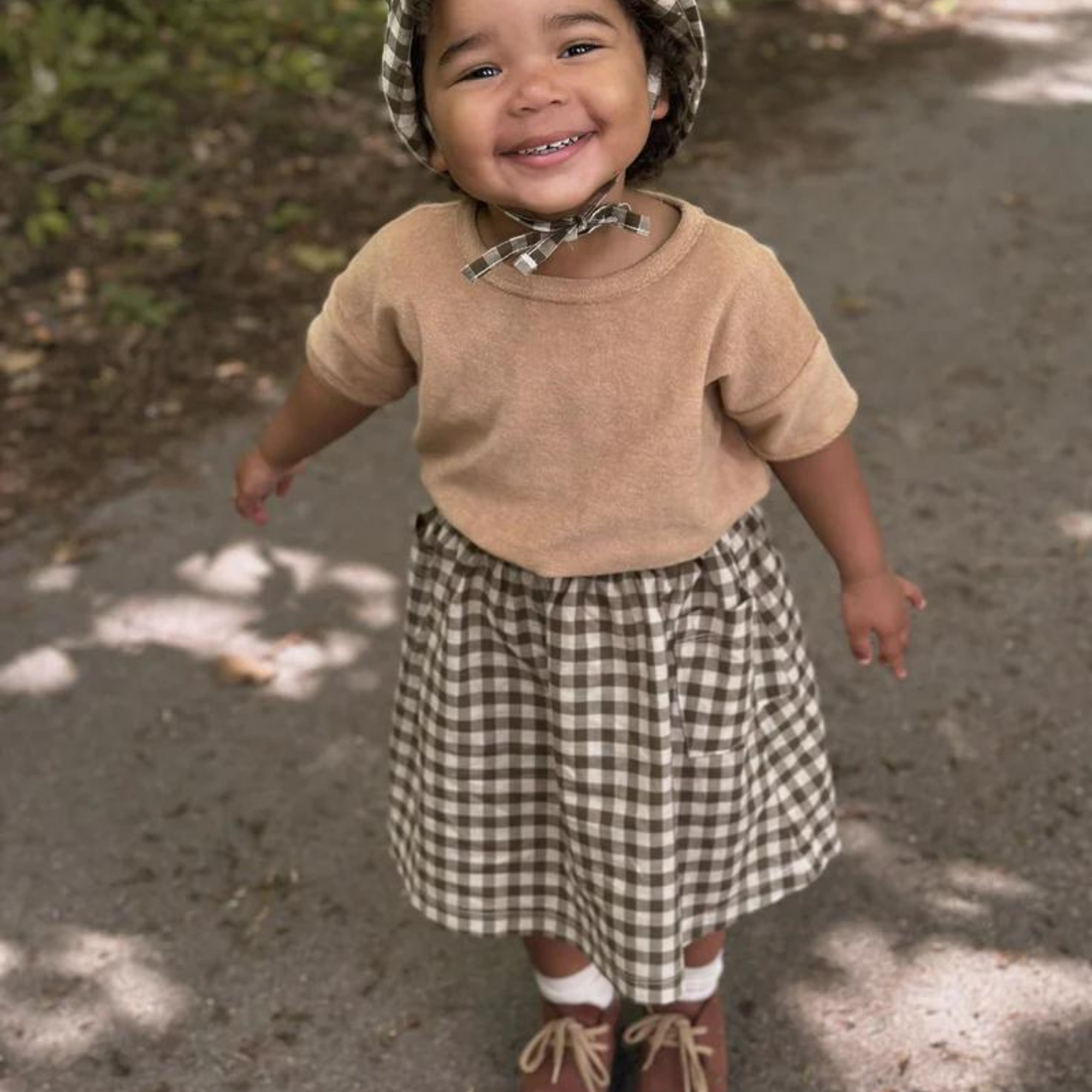 Organic Zoo Olive Gingham Tutti Skirt