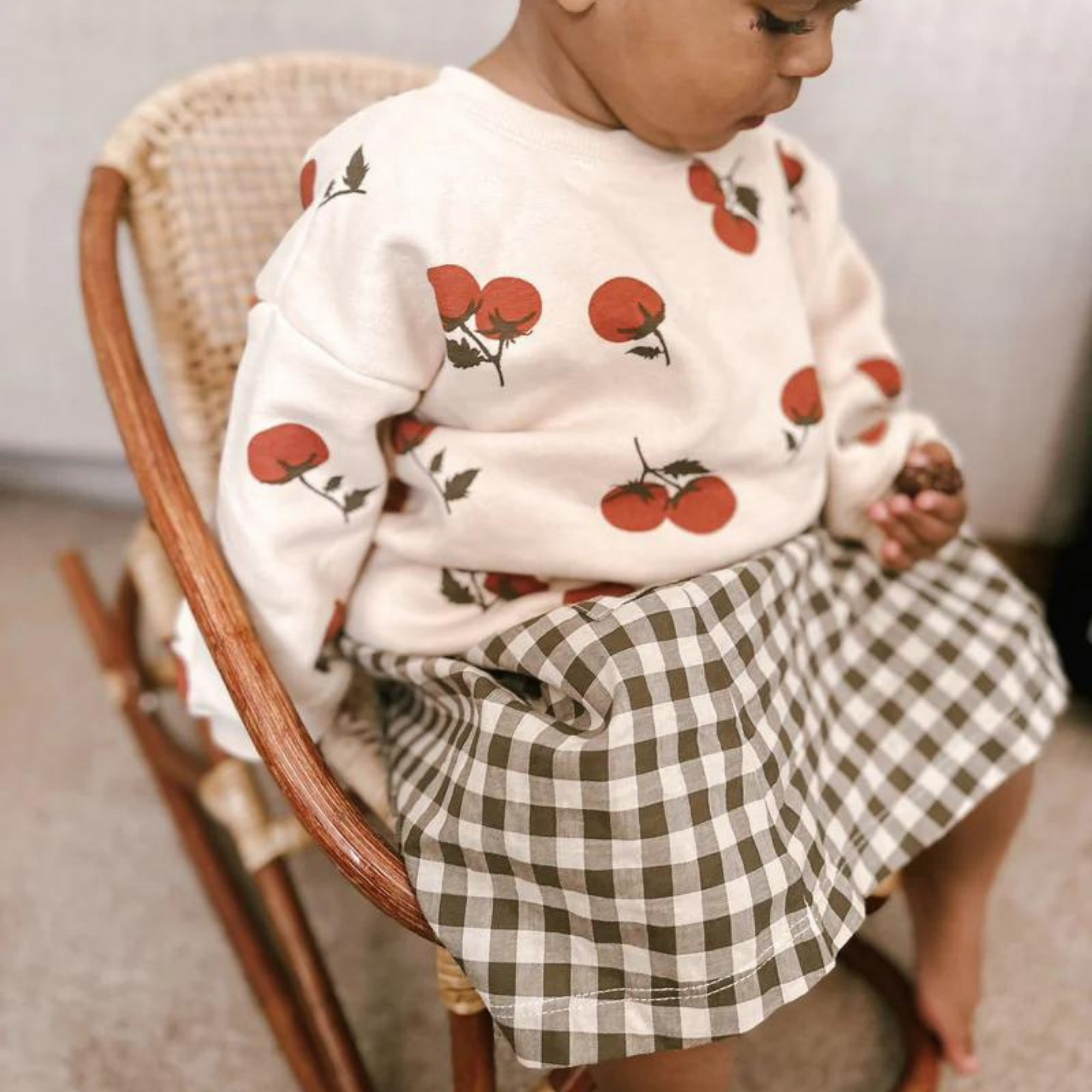 Organic Zoo Olive Gingham Tutti Skirt
