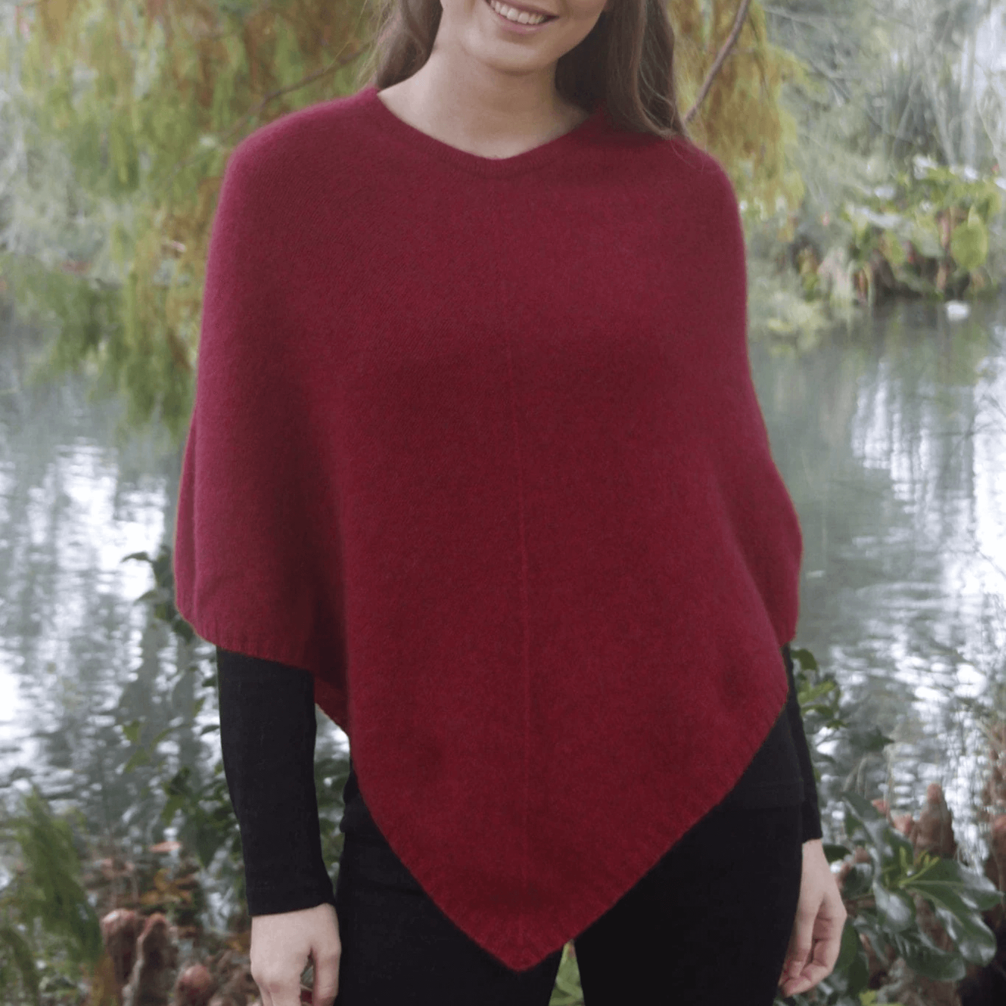 Possum Merino Plain Poncho - Lothlorian Knitwear
