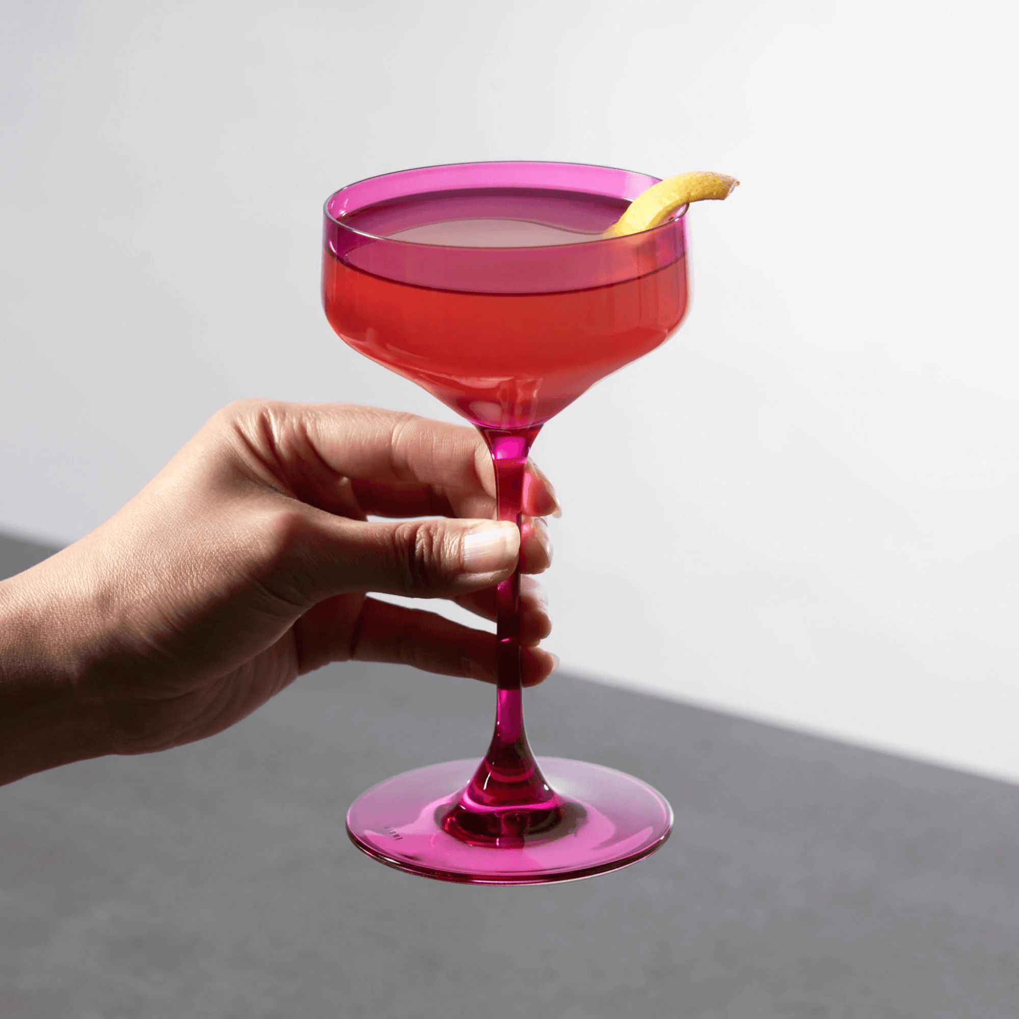 Reserve Nouveau Crystal Coupe Glasses in Berry Set of 2