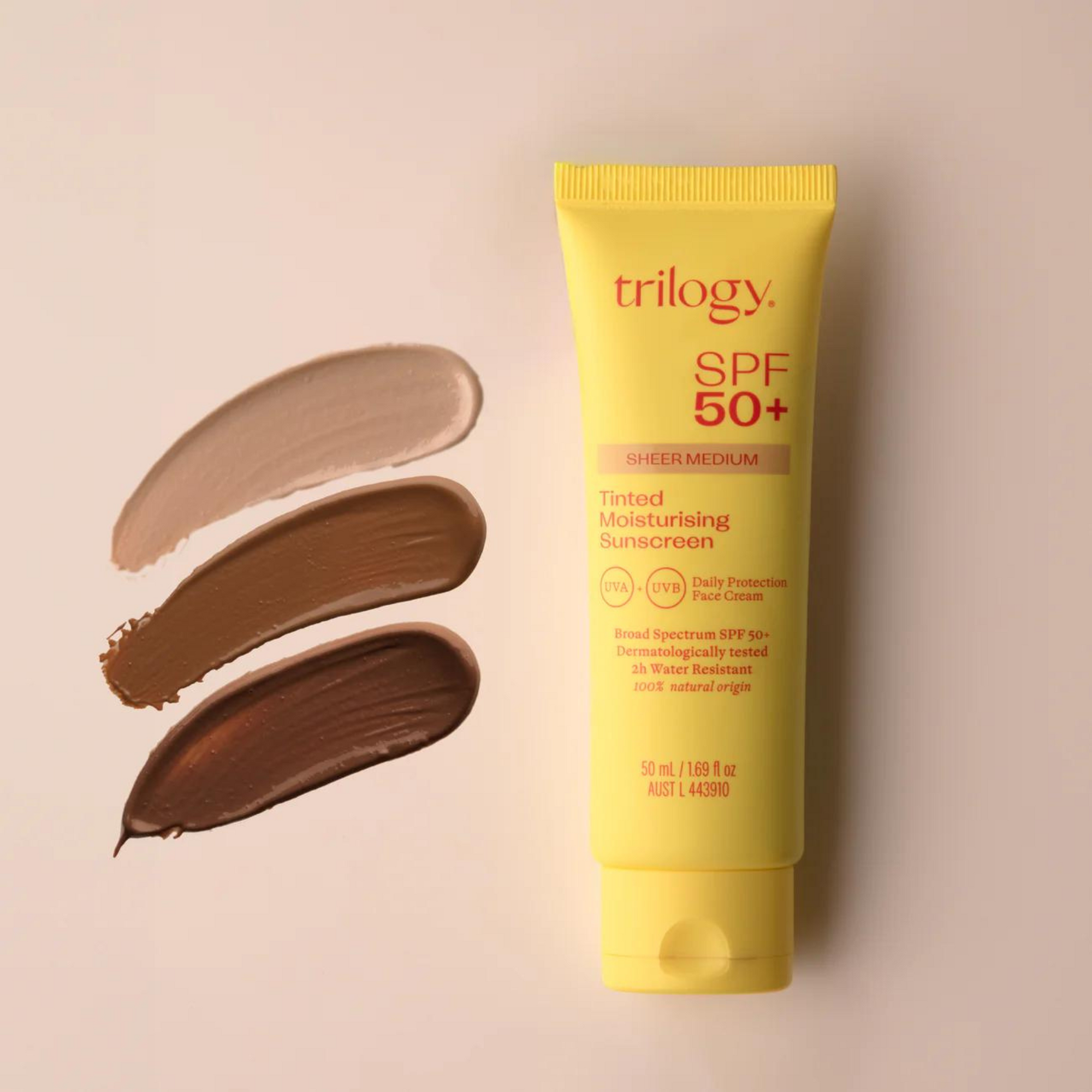 Trilogy SPF 50+ Sheer Tinted Moisturising Sunscreen, 50mL