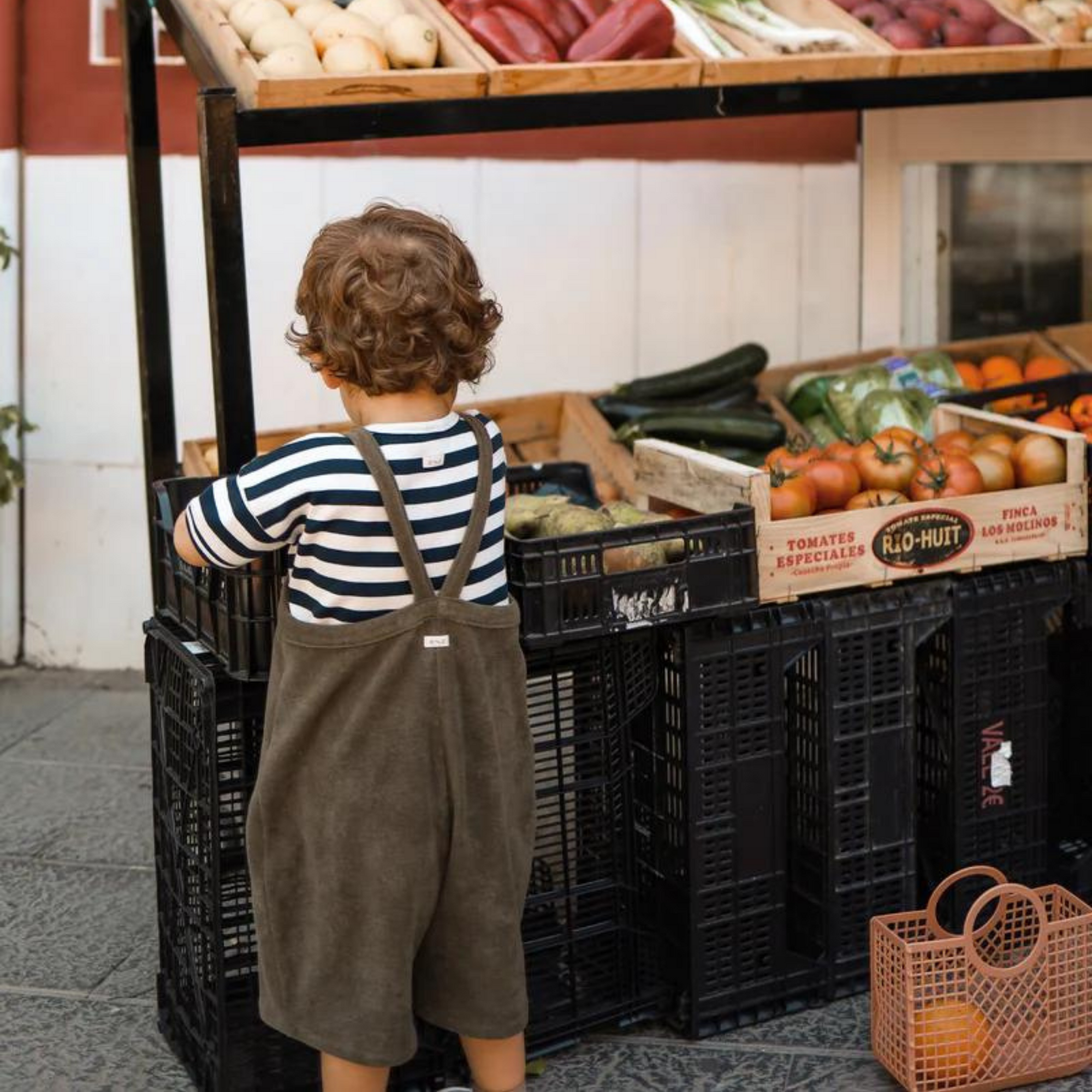 Organic Zoo Olive Terry Cropped Dungarees