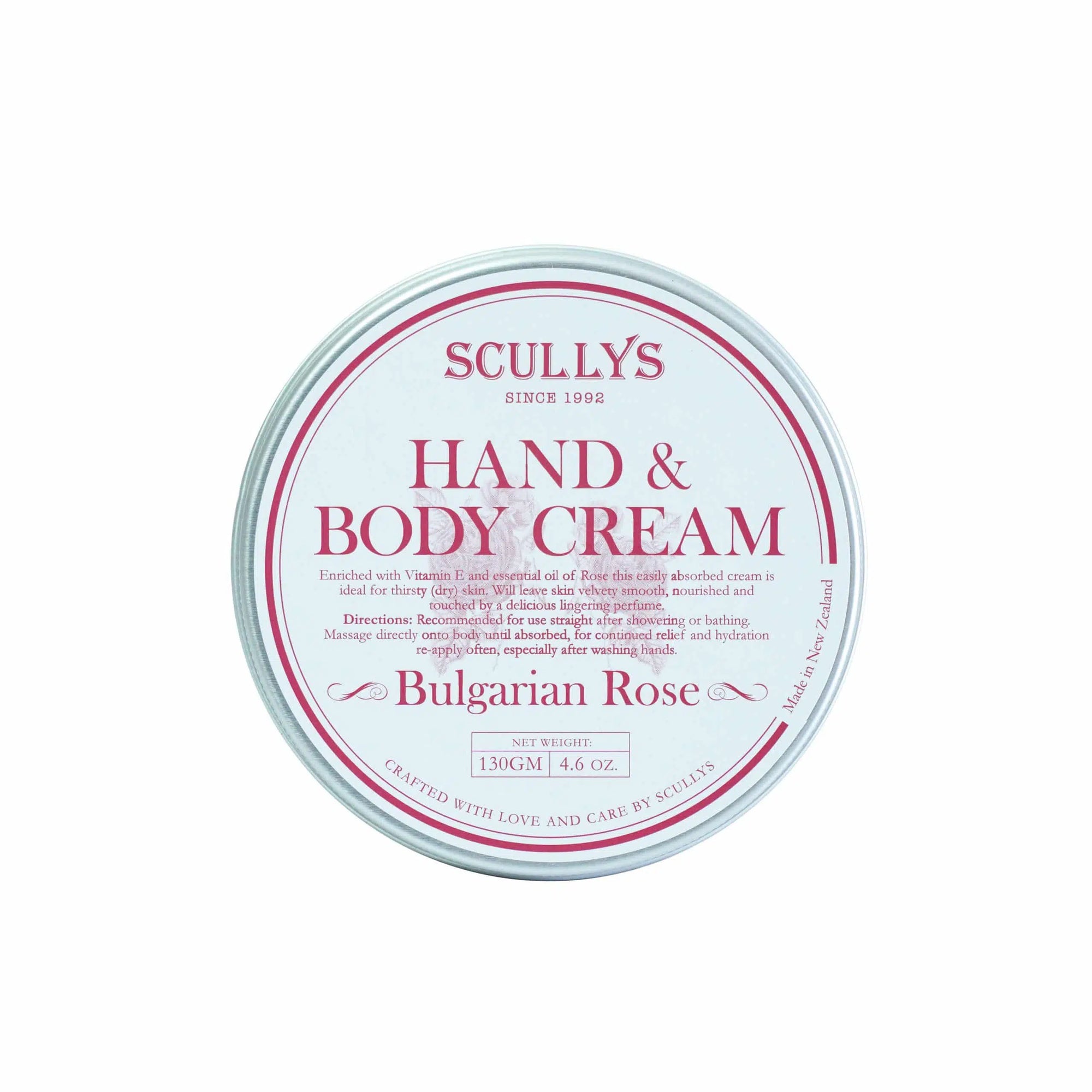 Scullys Bulgarian Rose Hand & Body Cream 130gm