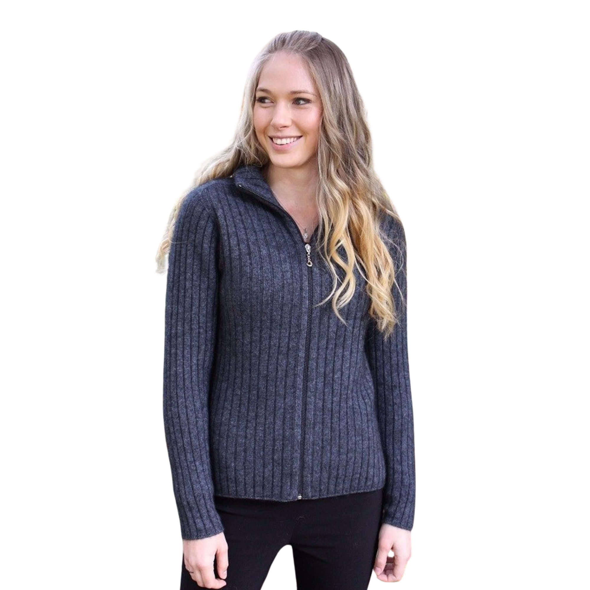 Lothlorian Possum and Merino 4x2 Rib Zip Jacket
