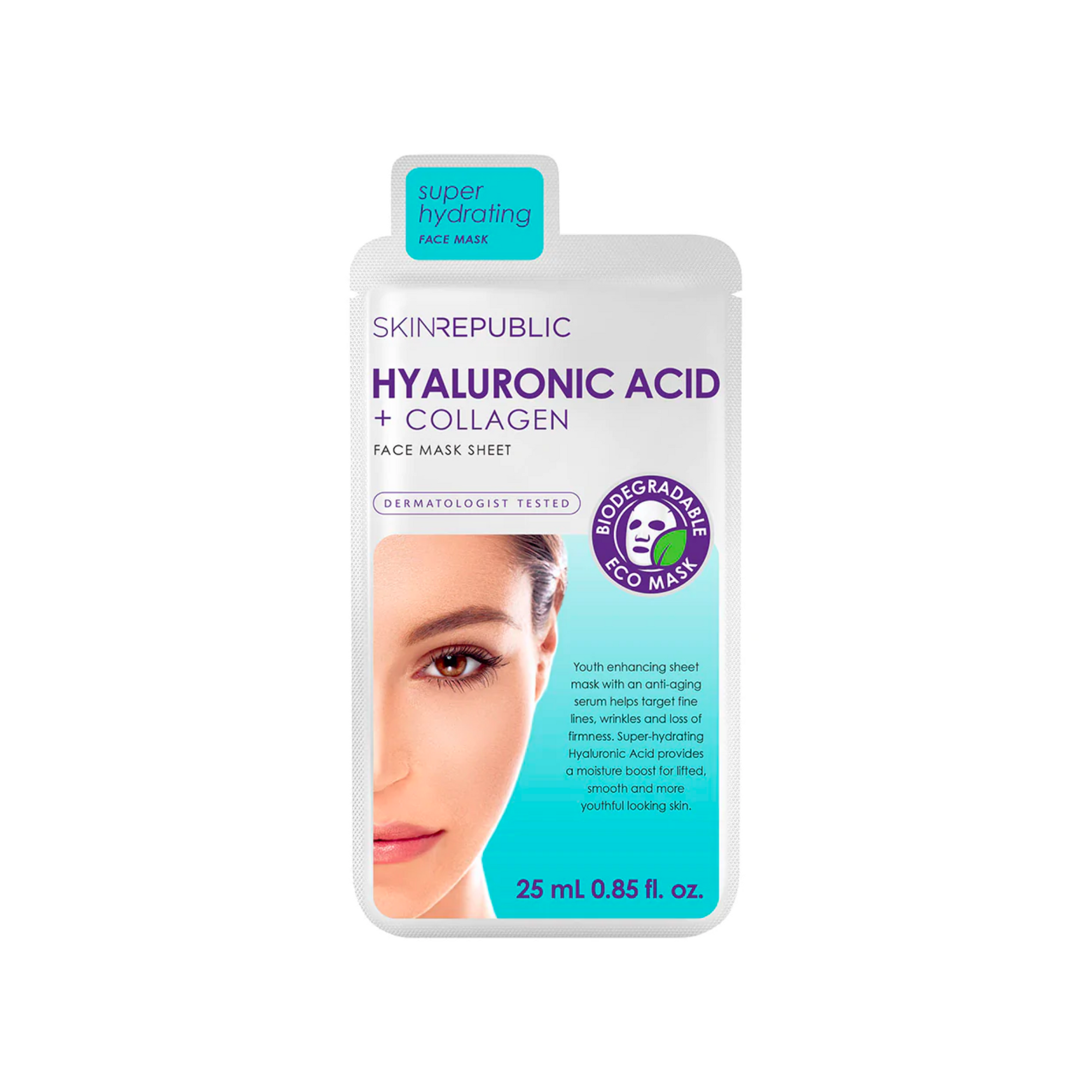 Skin Republic Hyaluronic Acid + Collagen Biodegradable Face Mask Sheet