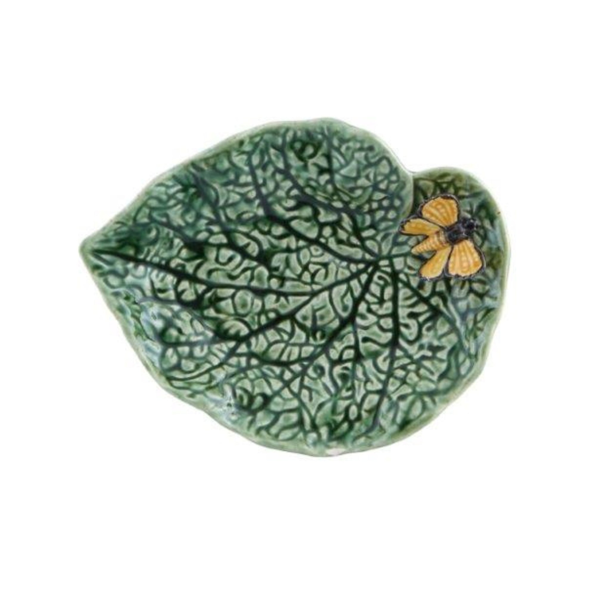 Bordallo Pinheiro Countryside Leaf Dish Butterfly