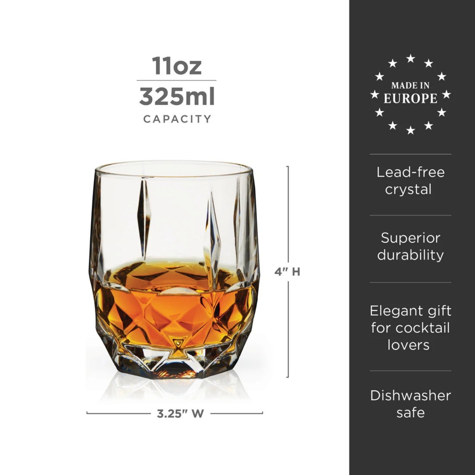 Viski Reserve Crystal Cocktail Glasses Benefits - lead free - Superior durability - dishwasher safe