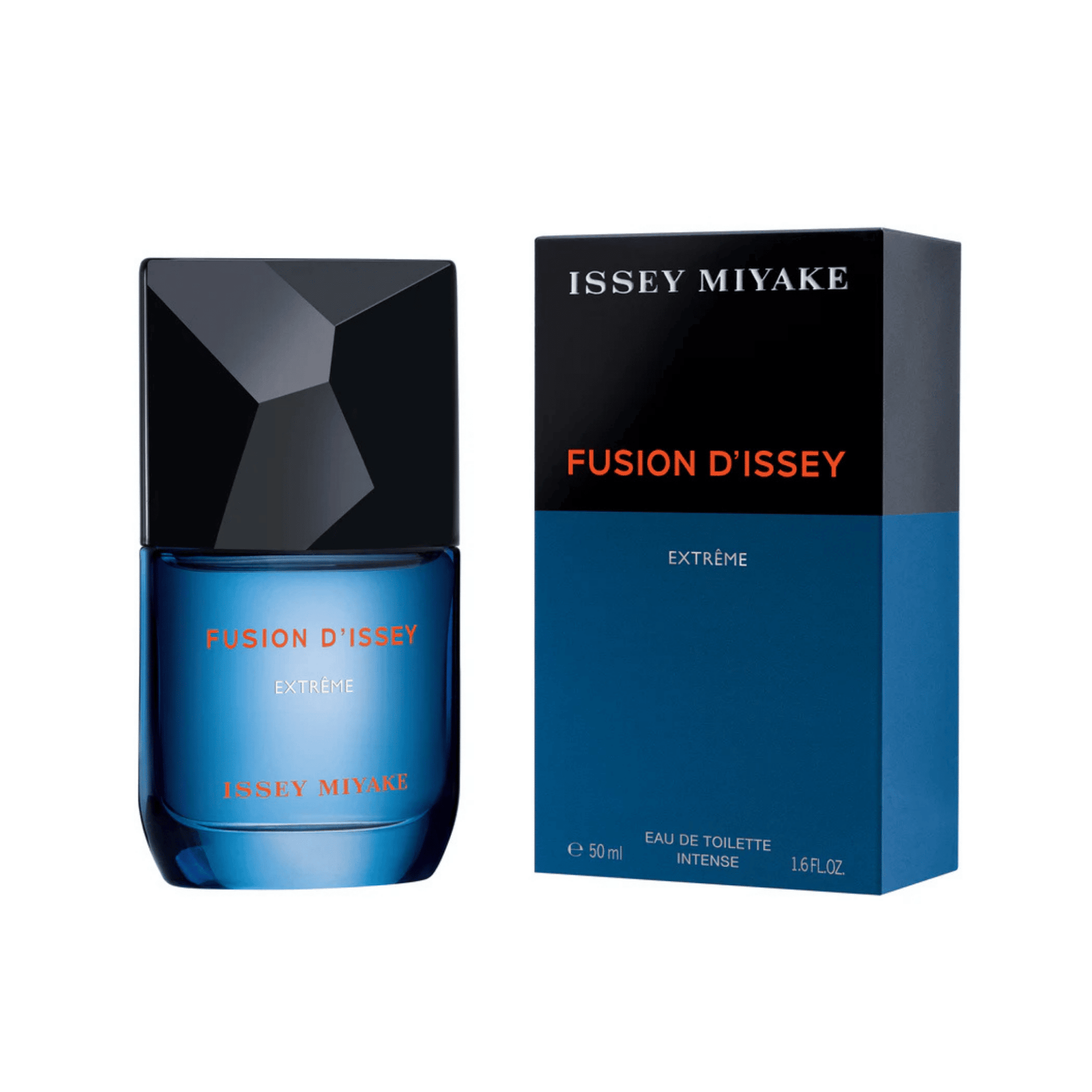 Issey Miyake Fusion d'Issey Extreme perfume bottle and packaging on a white background