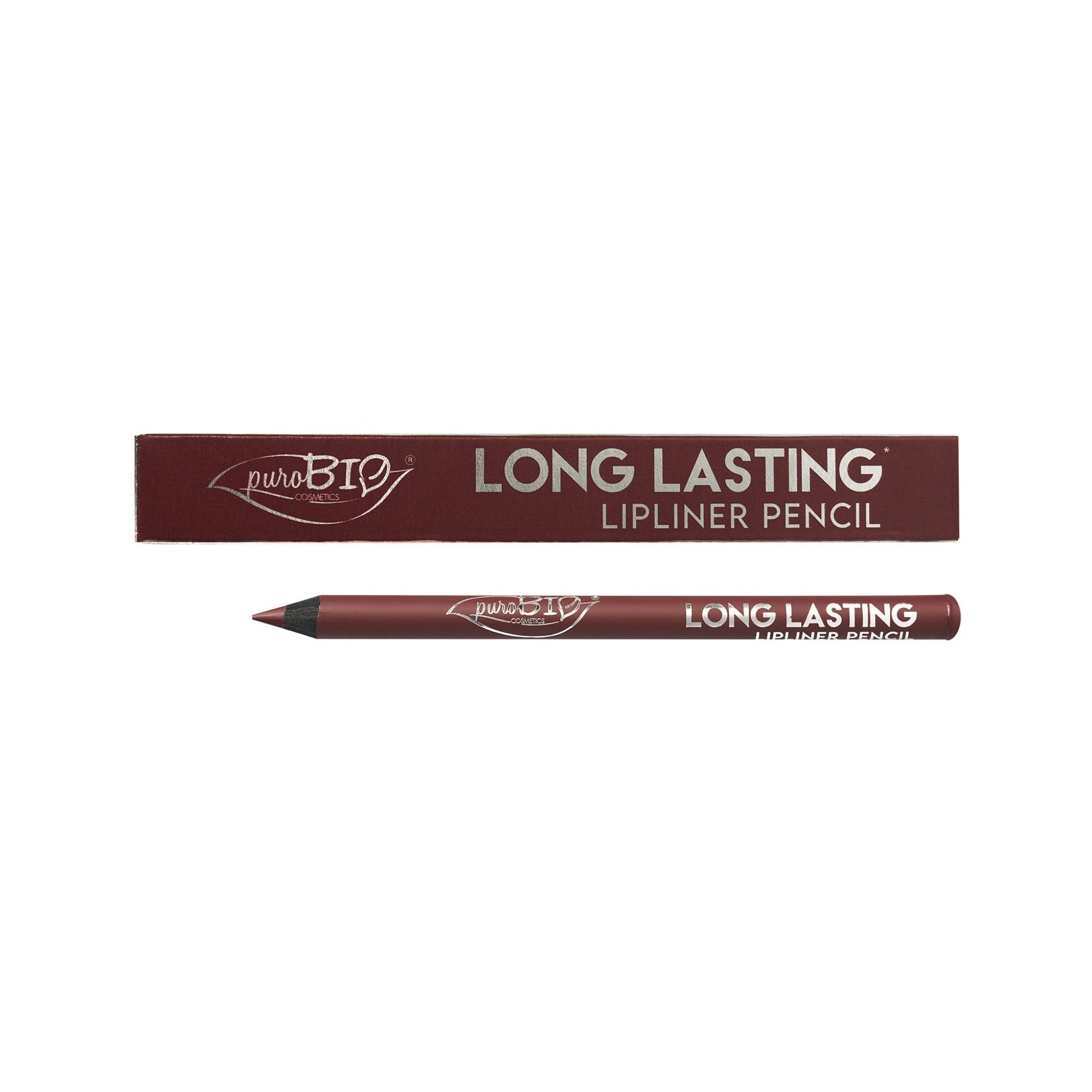 PuroBio Long Lasting Lipstick Pencil
with packaging on a white background - red brown