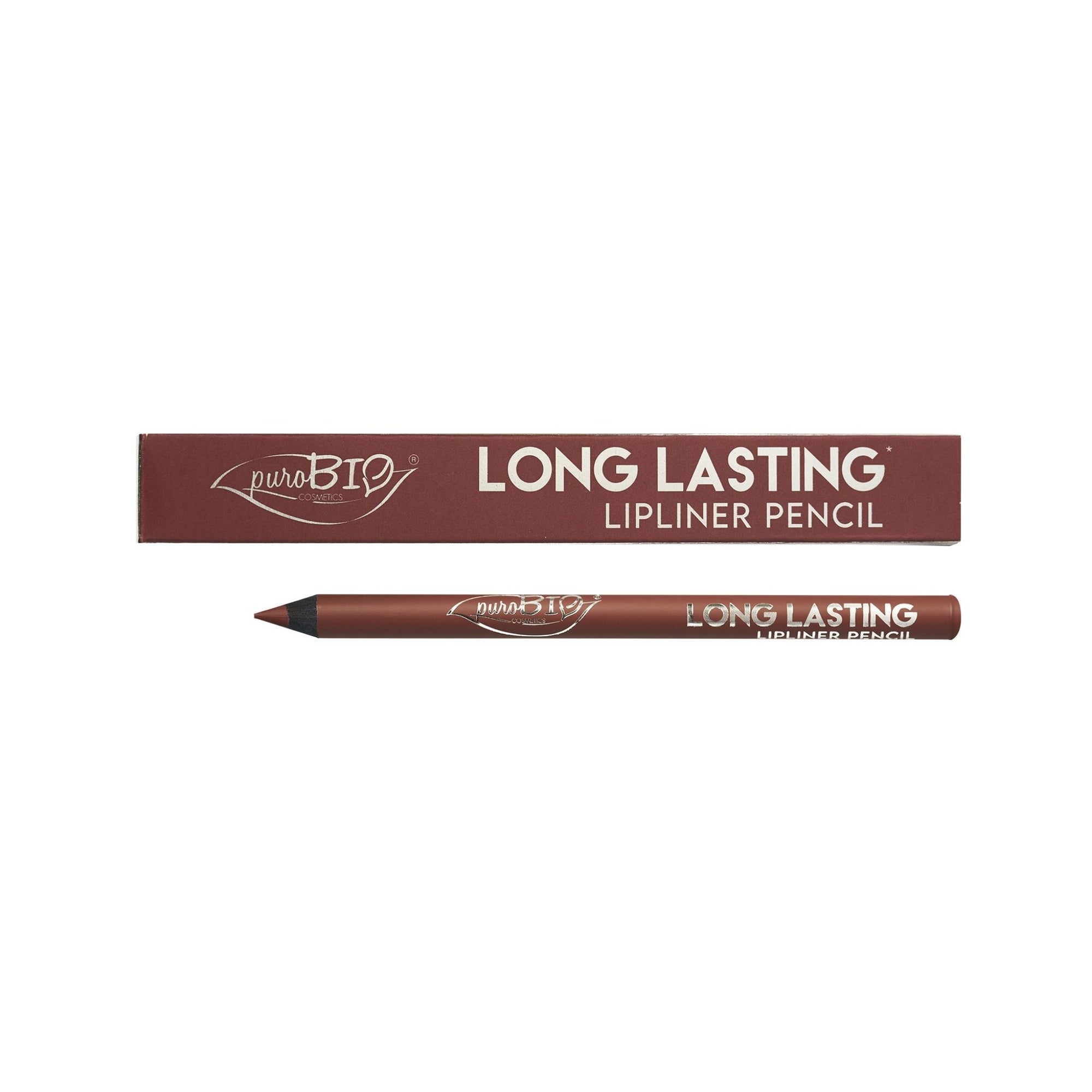 PuroBio Long Lasting Lipstick Pencil
with packaging on a white background - burgundy
