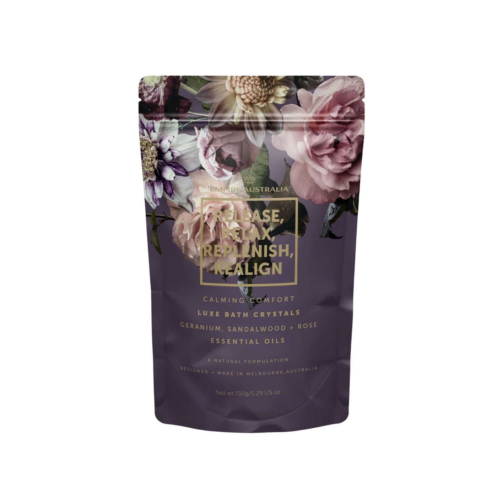 Empire Australia - Release, Relax, Replenish, Realign — Geranium, Sandalwood & Rose 150g bath salts