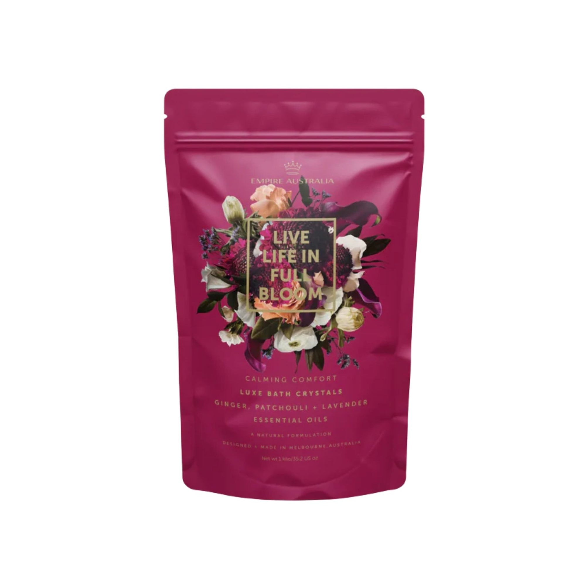 Empire Australia - Live Life In Full Bloom — Ginger, Patchouli & Lavender bath salts 150 gram