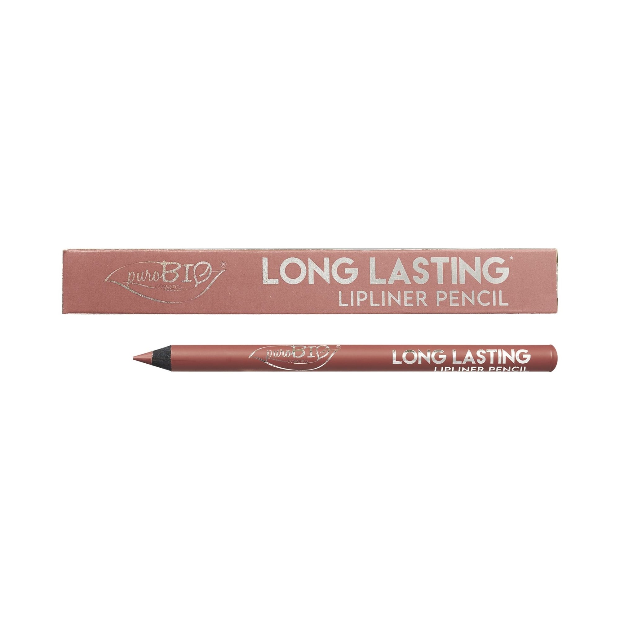 PuroBIO Long-lasting lipliner pencil  in light beige colour with packaging on a white background