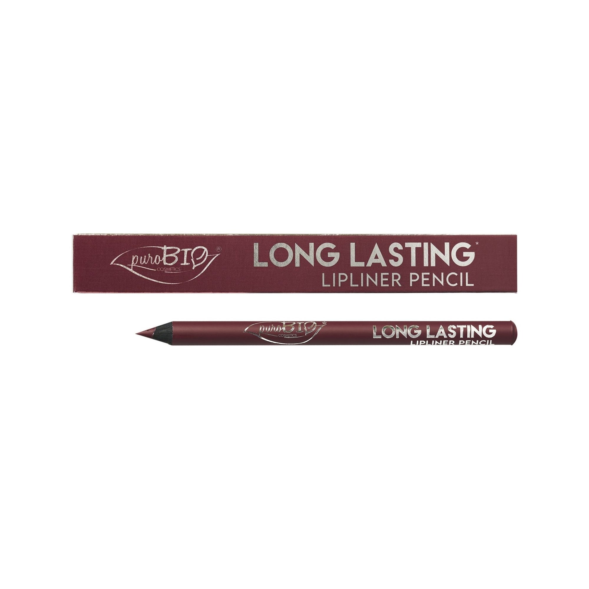 PuroBio Long Lasting Lipstick Pencil
with packaging on a white background - burgundy