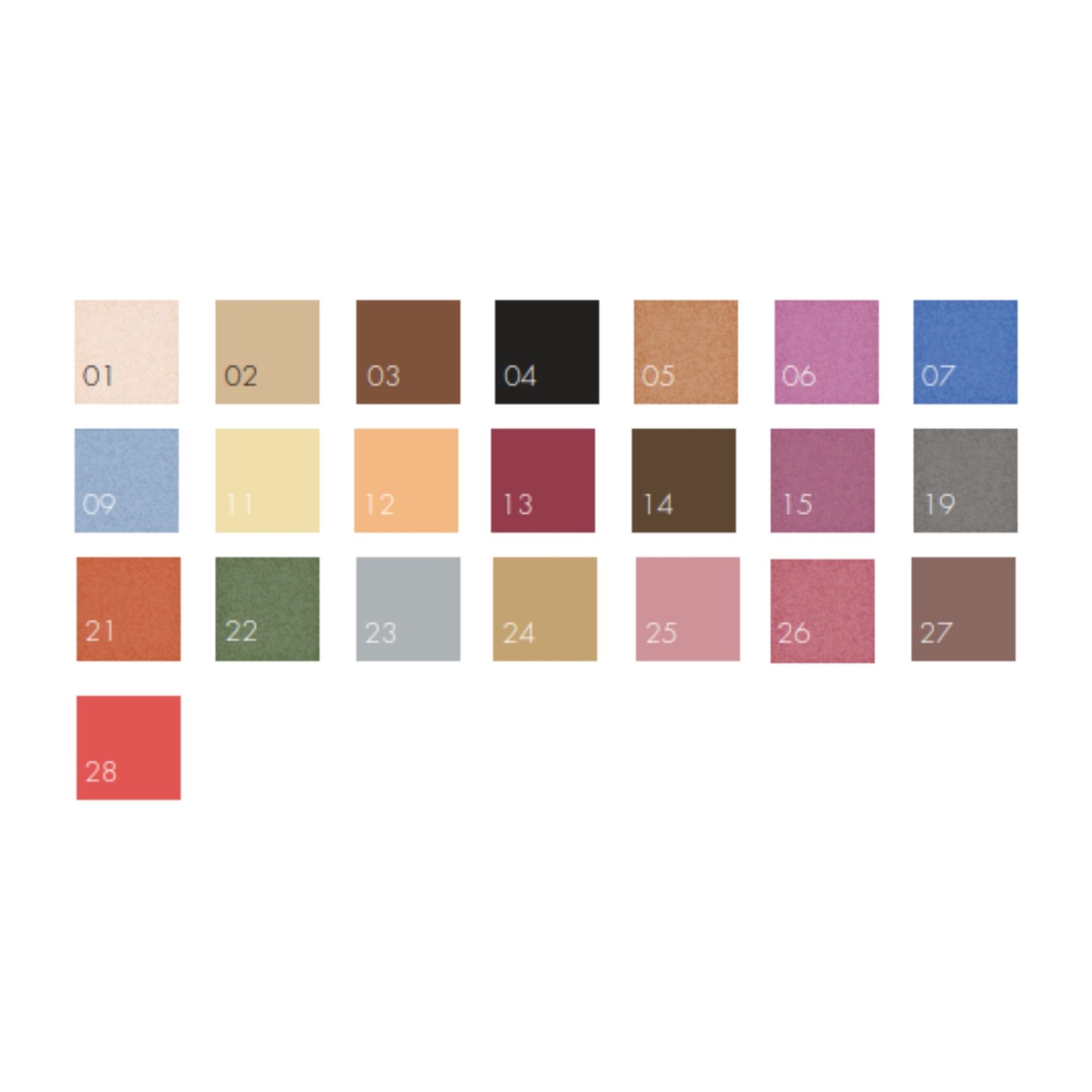 Color swatch chart with all PuroBIO Compact Eyeshadow colours