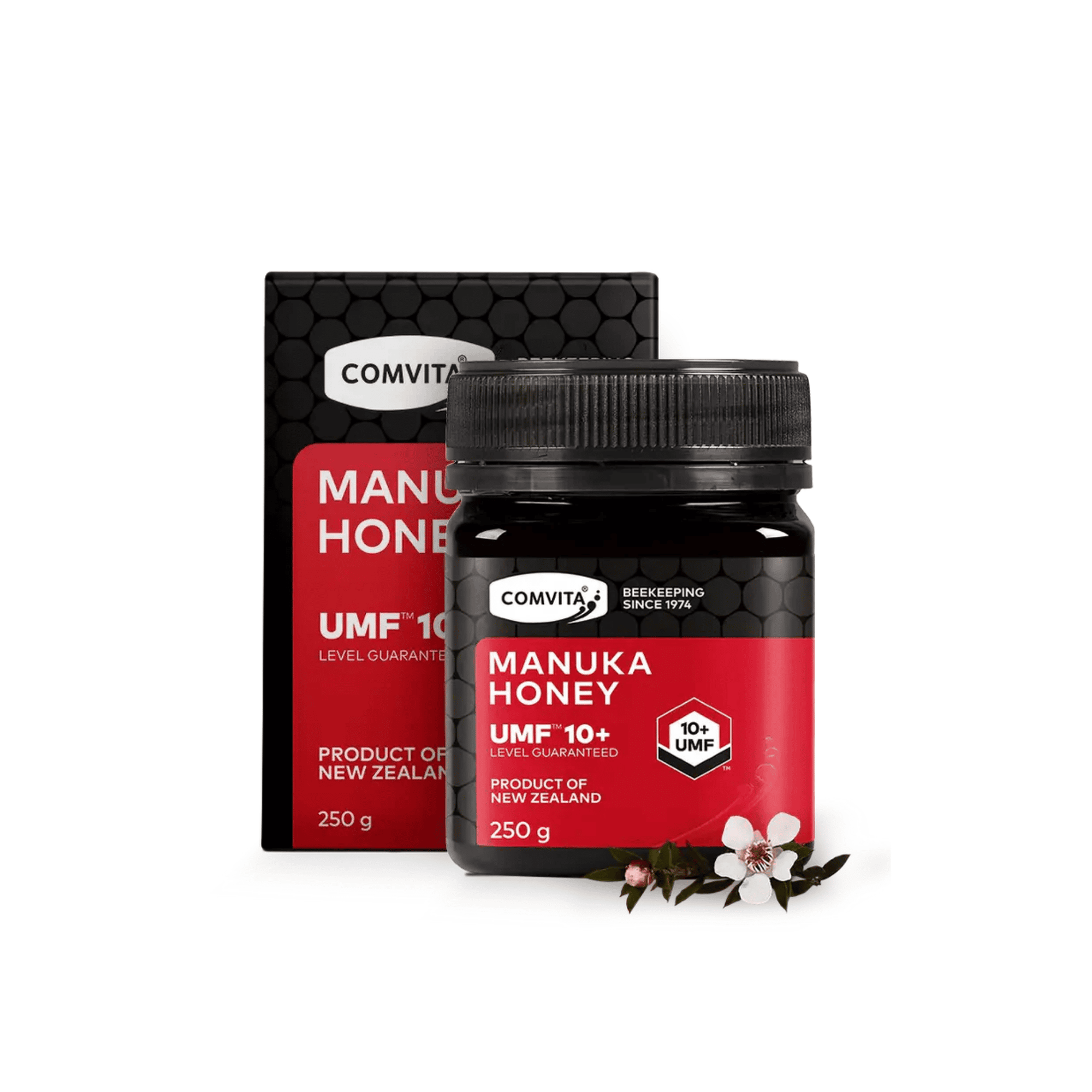 Comvita Manuka Honey UMF 10+ packaging on a white background 250G